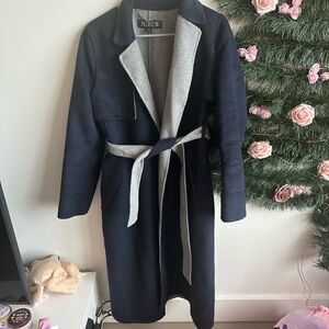 J. Crew Women's Navy and Gray Trench Coat
